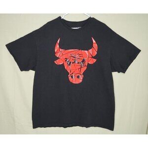 Chicago Bulls T Shirt Mens Size XXL Short Sleeve Black Entitee Puffy Logo EUC